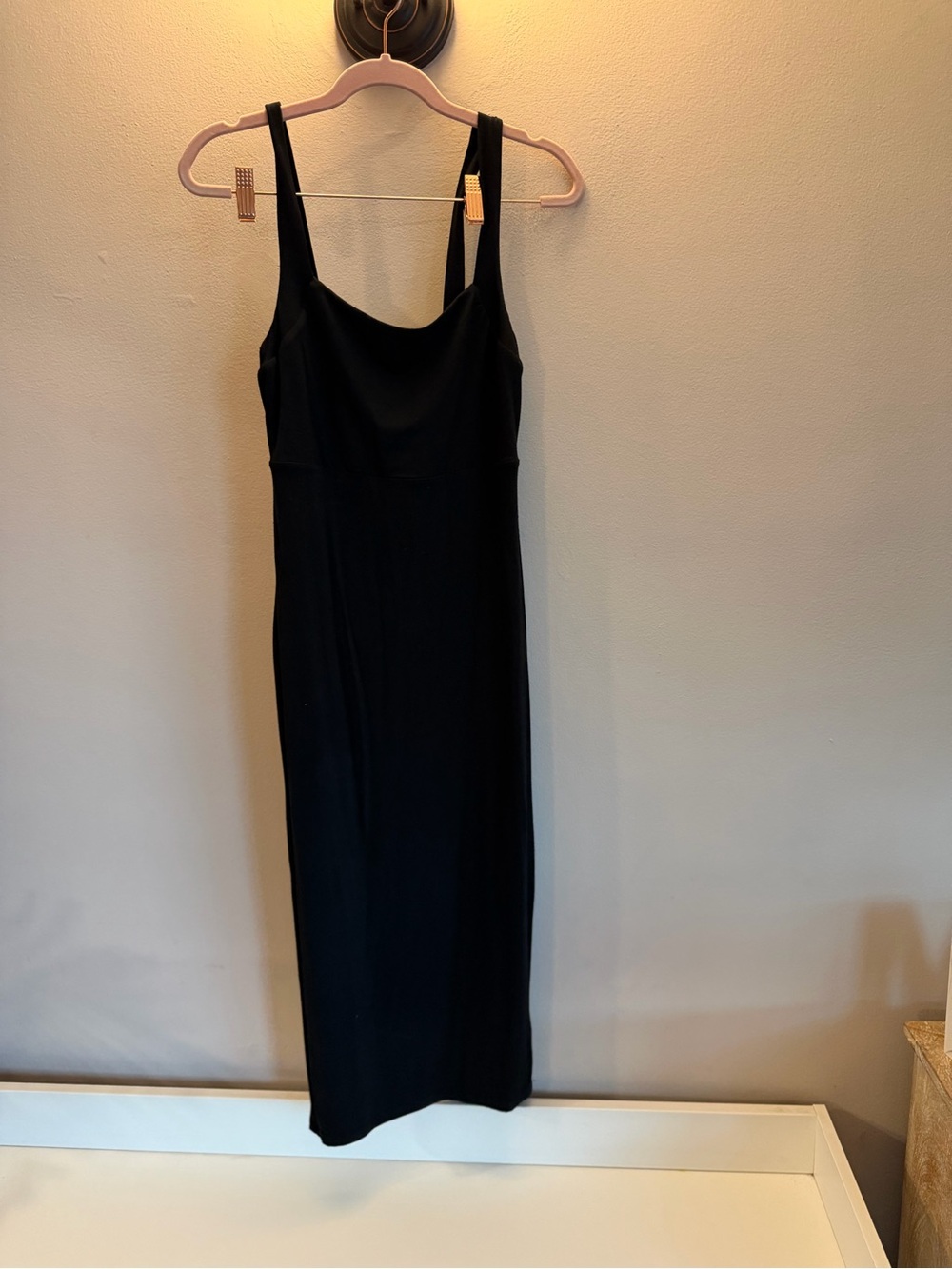 Good American Black Midi Bodycon Dress GDK0101 Square Neck Size 1‎ S Small